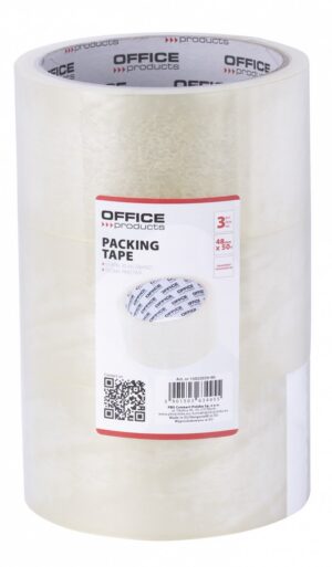 Taśma pakowa OFFICE PRODUCTS, 48mm x 50y, 36mic, 3szt., transparentna