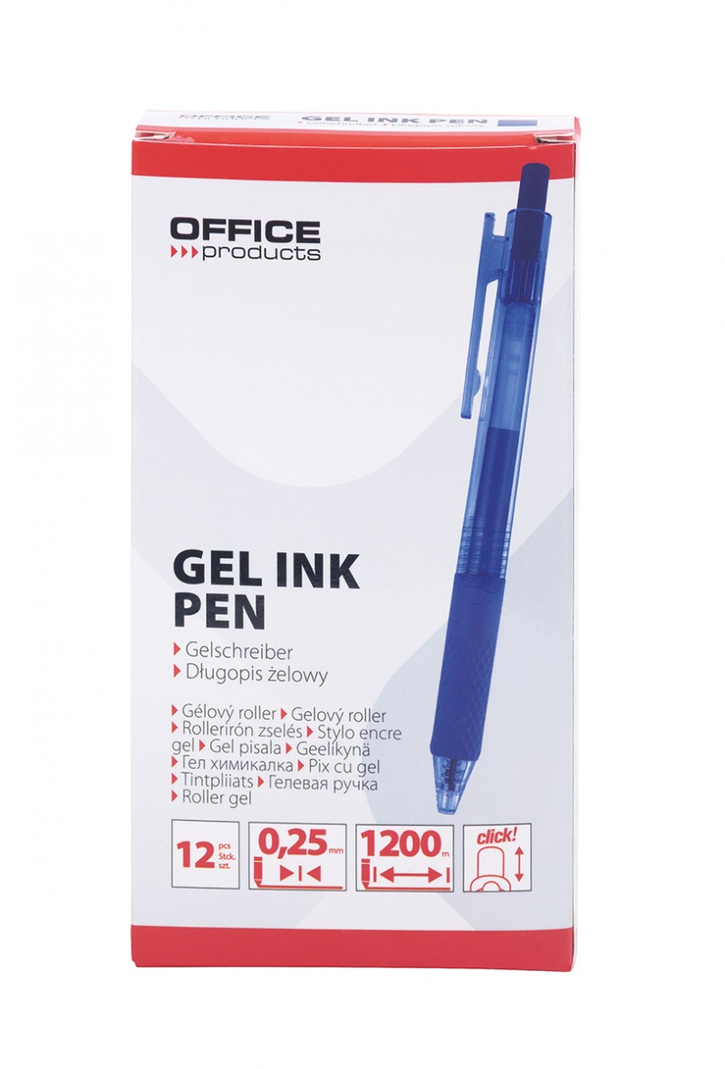 Długopis automatyczny żelowy OFFICE PRODUCTS, gr. linii 0,25mm, dł. linii 1200m, niebieski - obrazek 3