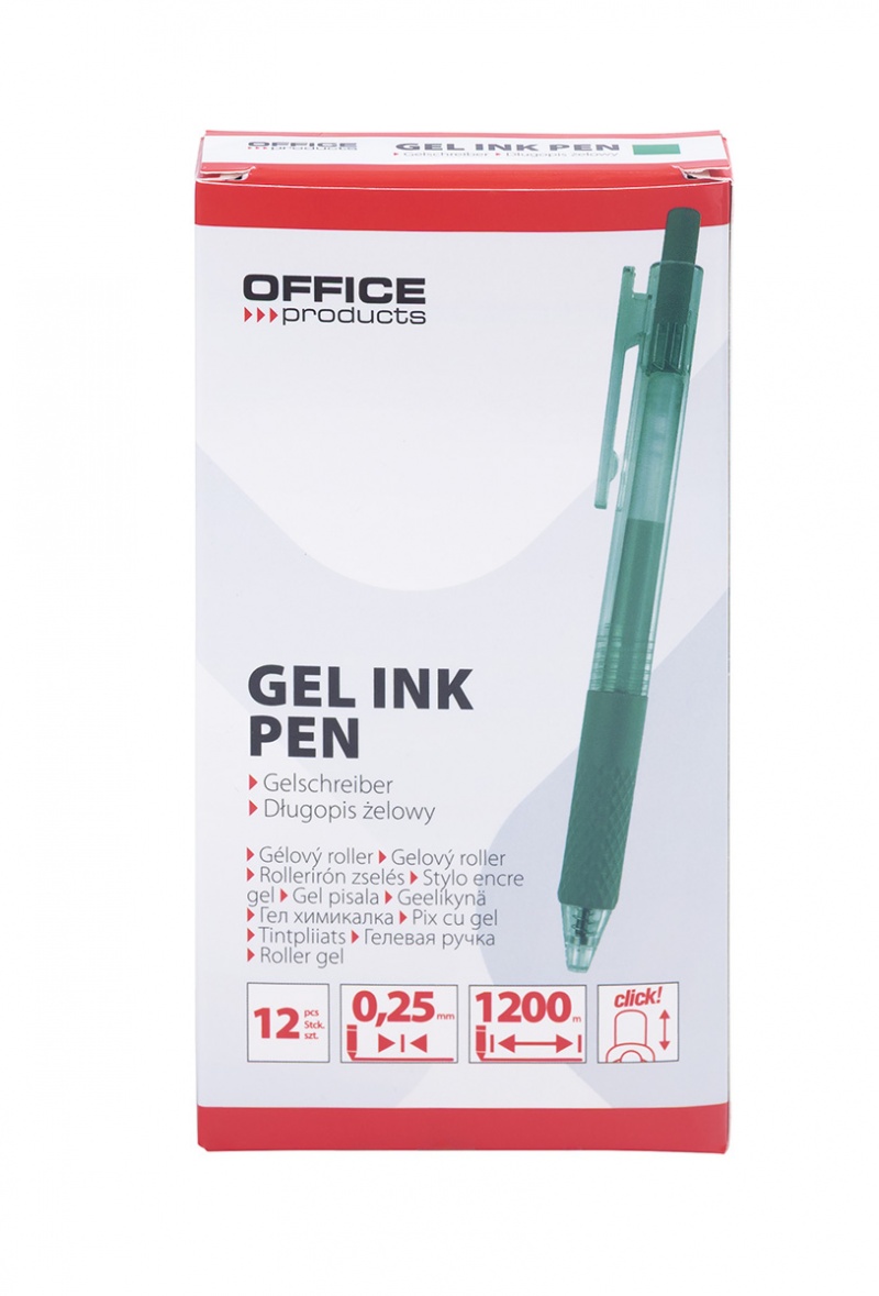 Długopis automatyczny żelowy OFFICE PRODUCTS, gr. linii 0,25mm, dł. linii 1200m, zielony - obrazek 3
