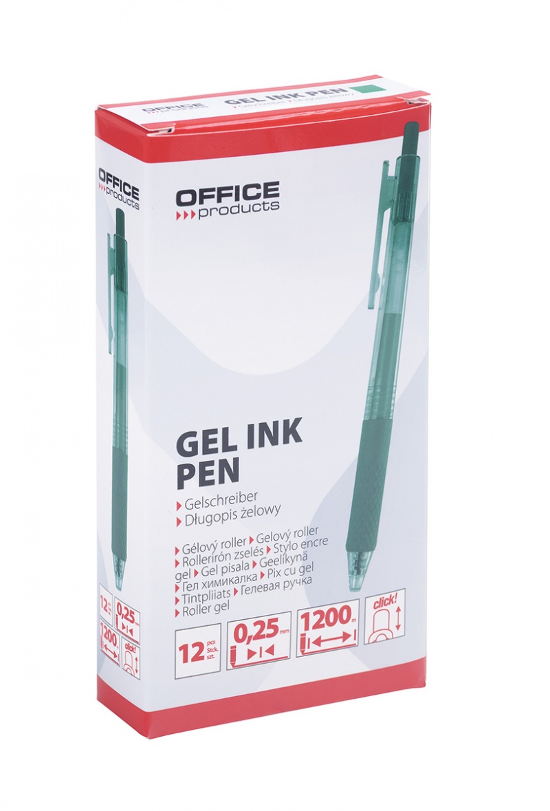 Długopis automatyczny żelowy OFFICE PRODUCTS, gr. linii 0,25mm, dł. linii 1200m, zielony - obrazek 4
