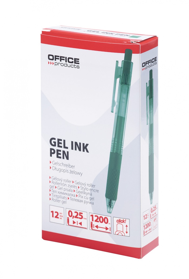 Długopis automatyczny żelowy OFFICE PRODUCTS, gr. linii 0,25mm, dł. linii 1200m, zielony - obrazek 5