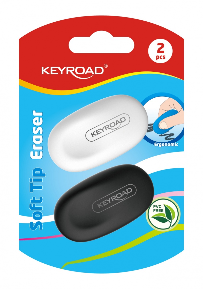 Gumka do ścierania KEYROAD Soft Tip, 2 szt., blister, mix kolorów