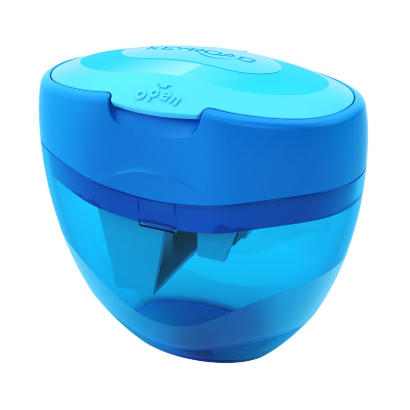 Temperówka KEYROAD Tris, plastikowa, potrójna, z pojemnikiem, pakowane na displayu, mix kolorów - obrazek 2