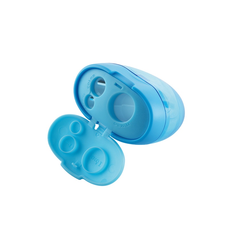 Temperówka KEYROAD Tris, plastikowa, potrójna, z pojemnikiem, pakowane na displayu, mix kolorów - obrazek 3