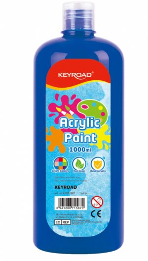 Farba akrylowa KEYROAD, 1000ml, butelka, niebieska