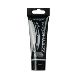 Farba akrylowa KEYROAD, metaliczna, 75ml, tubka, srebrna