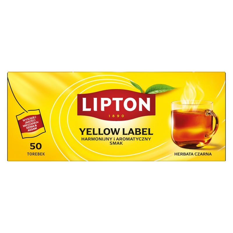 Herbata LIPTON czarna, Yellow Label, 50 torebek