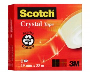 Taśma biurowa SCOTCH® Crystal Clear (600), transparentna, 19mm, 33m, w pudełku