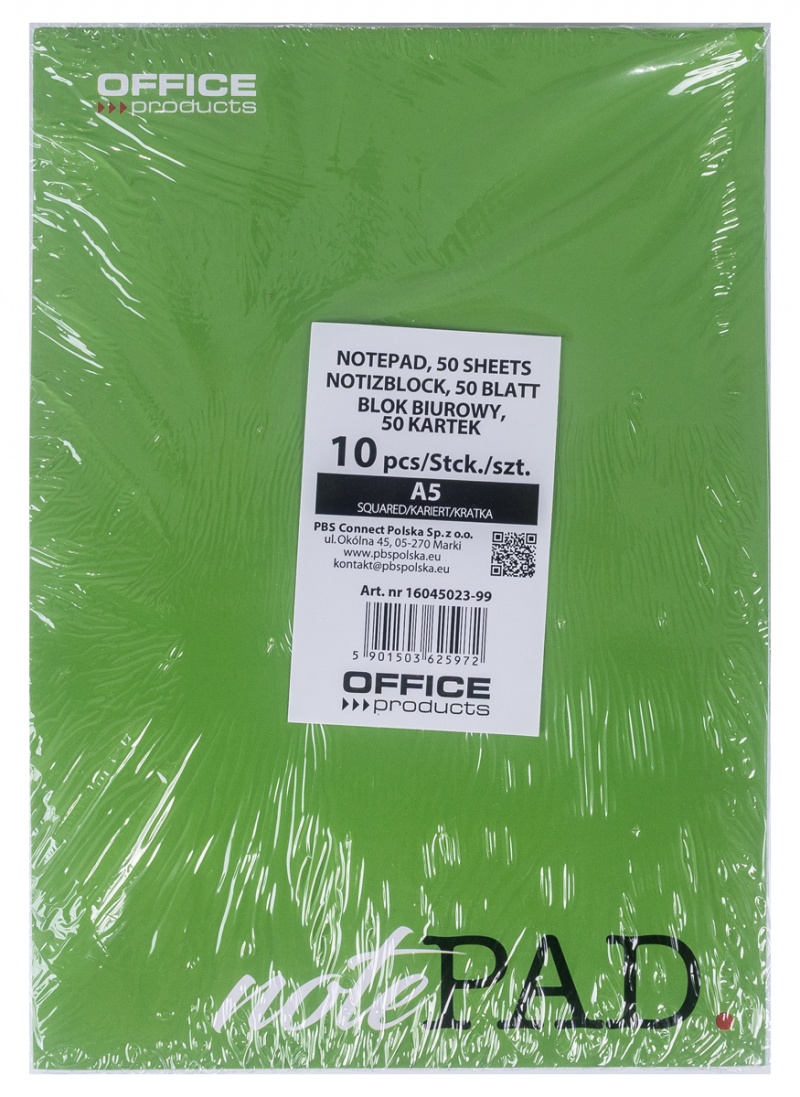 Blok biurowy OFFICE PRODUCTS, A5, w kratkę, 50 kart., 60gsm - obrazek 2