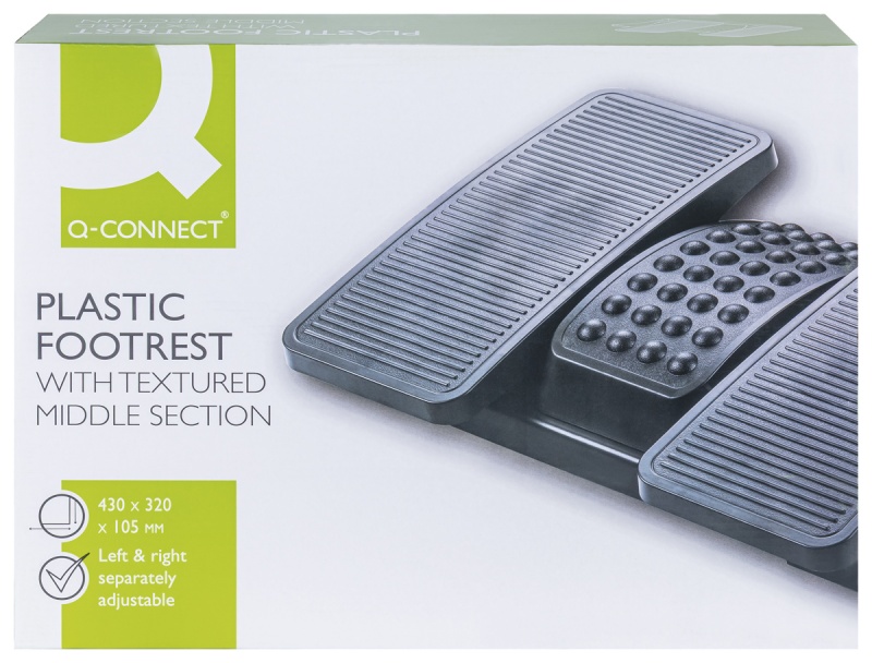 Podnóżek Q-CONNECT, 430x320mm, z oddzielnymi platformami na nogi, czarny - obrazek 2