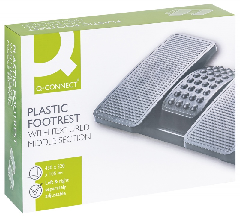 Podnóżek Q-CONNECT, 430x320mm, z oddzielnymi platformami na nogi, czarny - obrazek 3