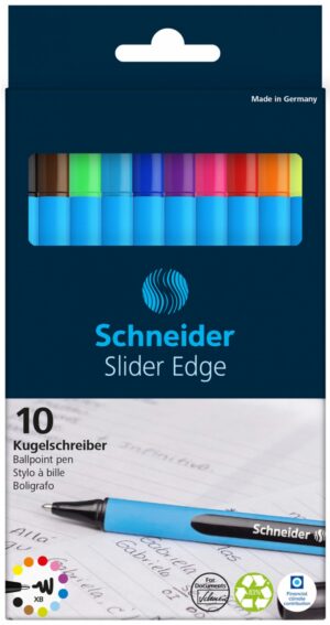 Zestaw długopisów w etui SCHNEIDER Slider Edge, XB, 10 szt., miks kolorów