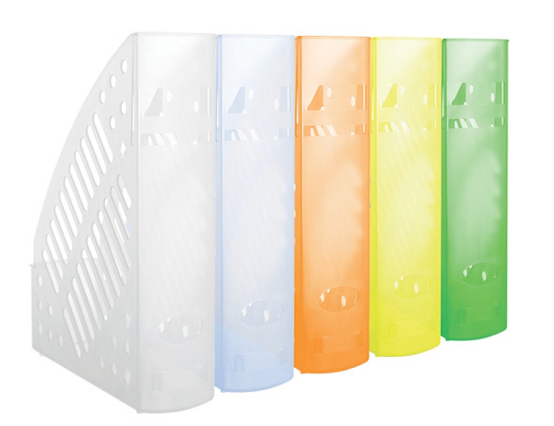 Pojemnik na dokumenty ażurowy DONAU, polistyren, A4, transparentny biały - obrazek 2