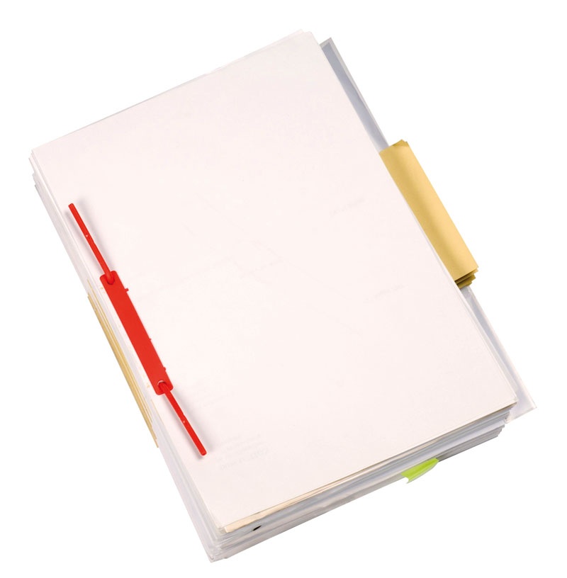 Klipsy archiwizacyjne Q-CONNECT D-Clip, grubość pliku max. 8cm, czerwony - obrazek 2