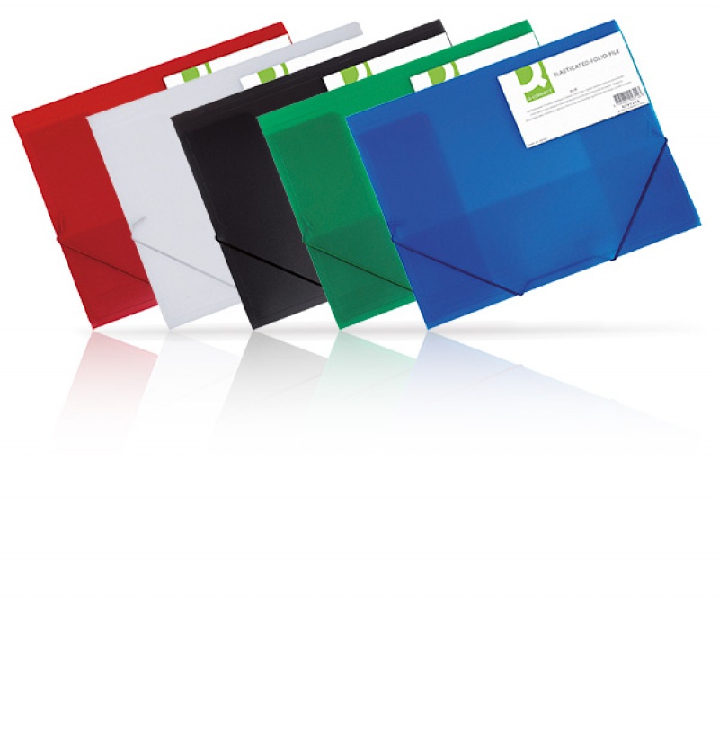 Teczka z gumką Q-CONNECT, PP, A4, 400mikr., 3-skrz., transparentna niebieska - obrazek 2