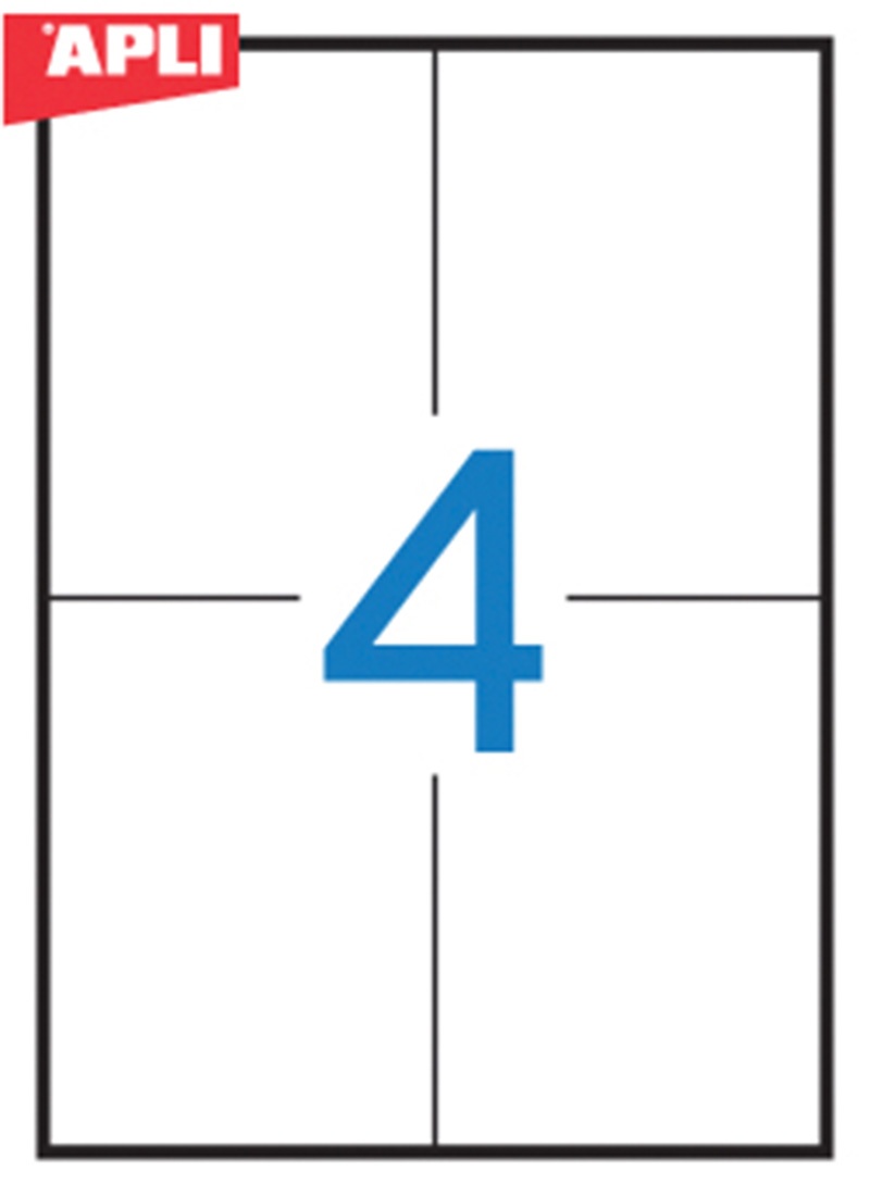 Etykiety uniwersalne APLI, 105x148mm, prostokątne, białe 100 ark. - obrazek 2