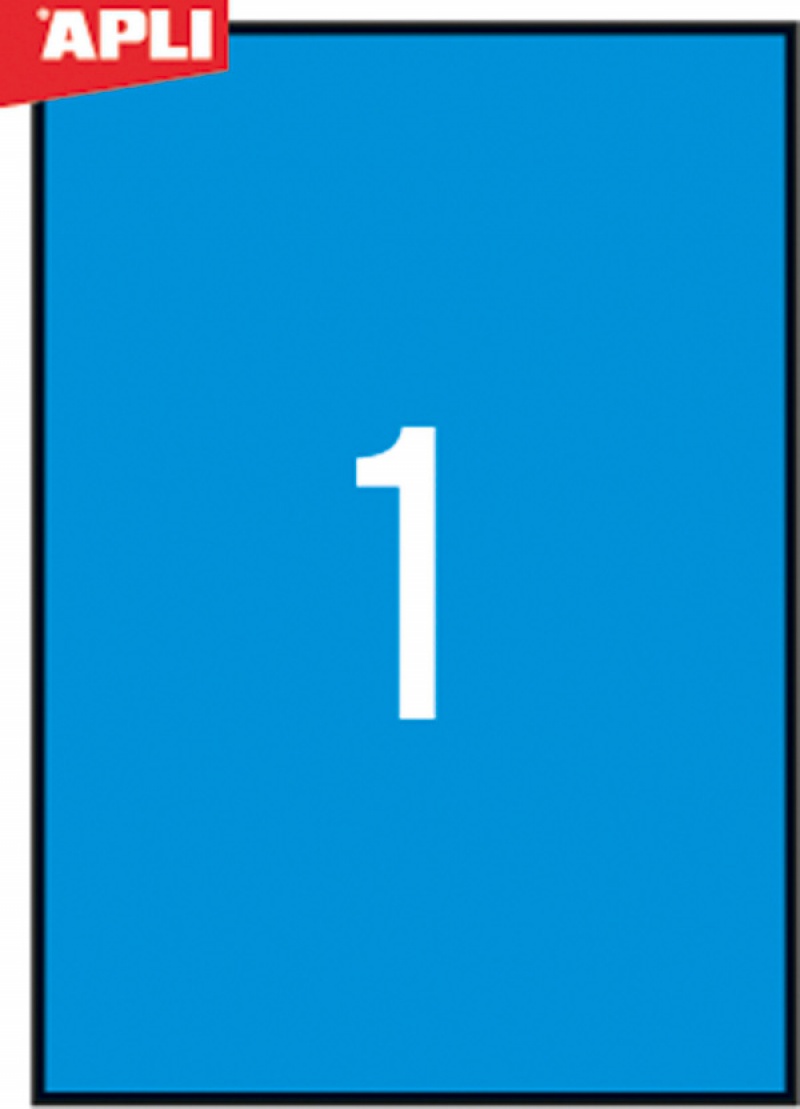 Etykiety kolorowe APLI, 210x297mm, prostokątne, niebieskie, 20 ark. - obrazek 2