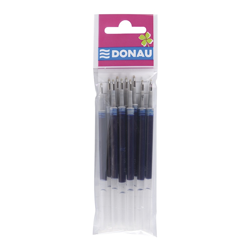 Wkład do długopisu automatycznego żel. DONAU z wodoodpornym tuszem 0,5mm, 10szt., niebieski - obrazek 2