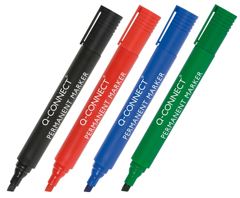 Marker permanentny Q-CONNECT, ścięty, 3-5mm (linia), czarny - obrazek 2