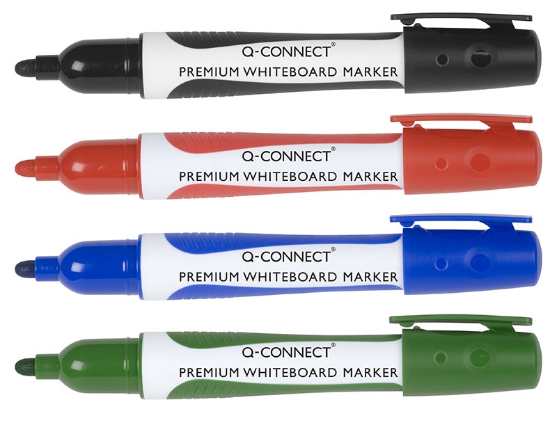 Marker do tablic Q-CONNECT Premium, gum. rękojeść, okrągły, 2-3mm (linia), zielony - obrazek 2