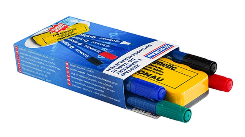 Zestaw 4 markery do tablic DONAU D-Signer B, okrągły, mix kolorów, gąbka gratis - obrazek 5