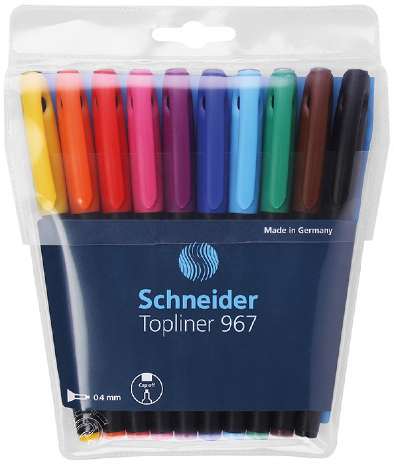 Zestaw cienkopisów SCHNEIDER Topliner 967, 0,4 mm, 10 szt., pudełko z zawieszką, mix kolorów - obrazek 2