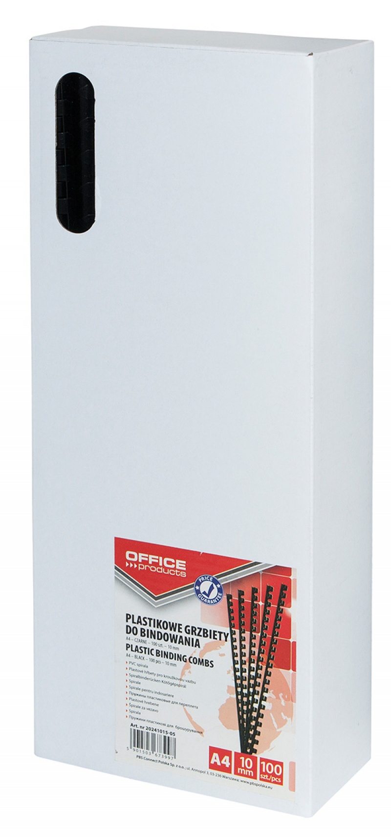 Grzbiety do bindowania OFFICE PRODUCTS, A4, 10mm (65 kartek), 100 szt., czarne - obrazek 2