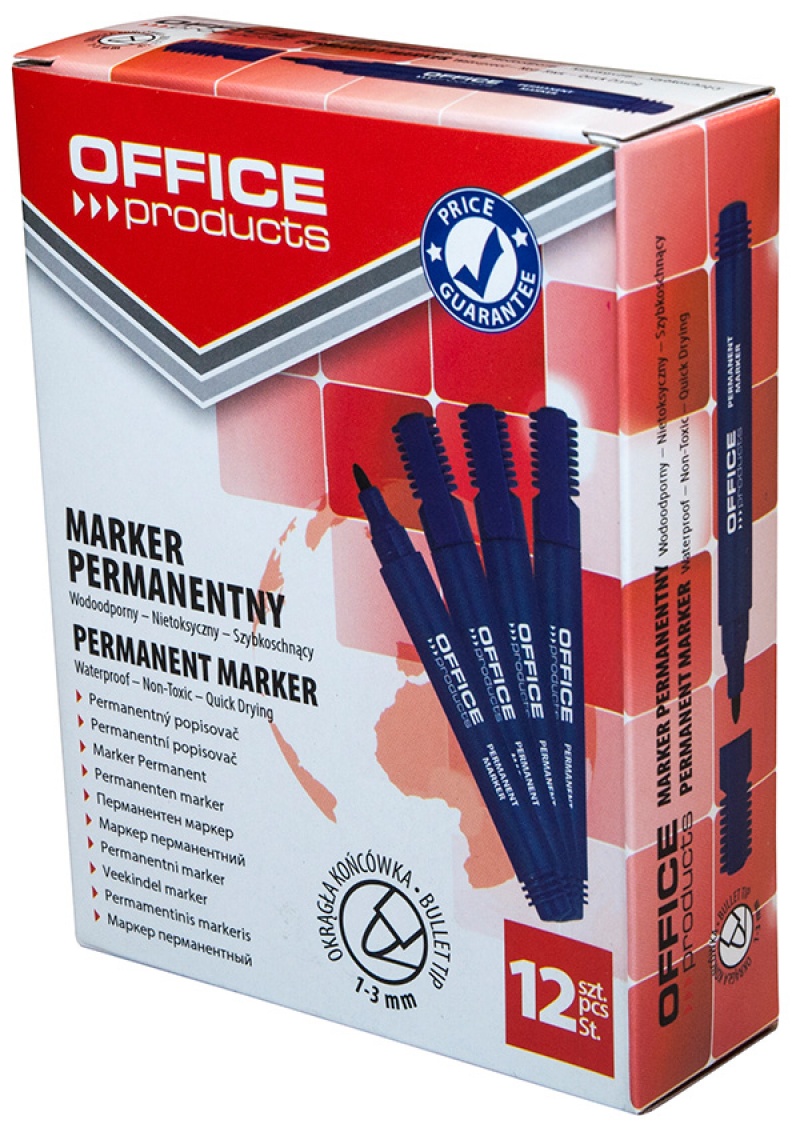 Marker permanentny OFFICE PRODUCTS, okrągły, 1-3mm (linia), niebieski - obrazek 2