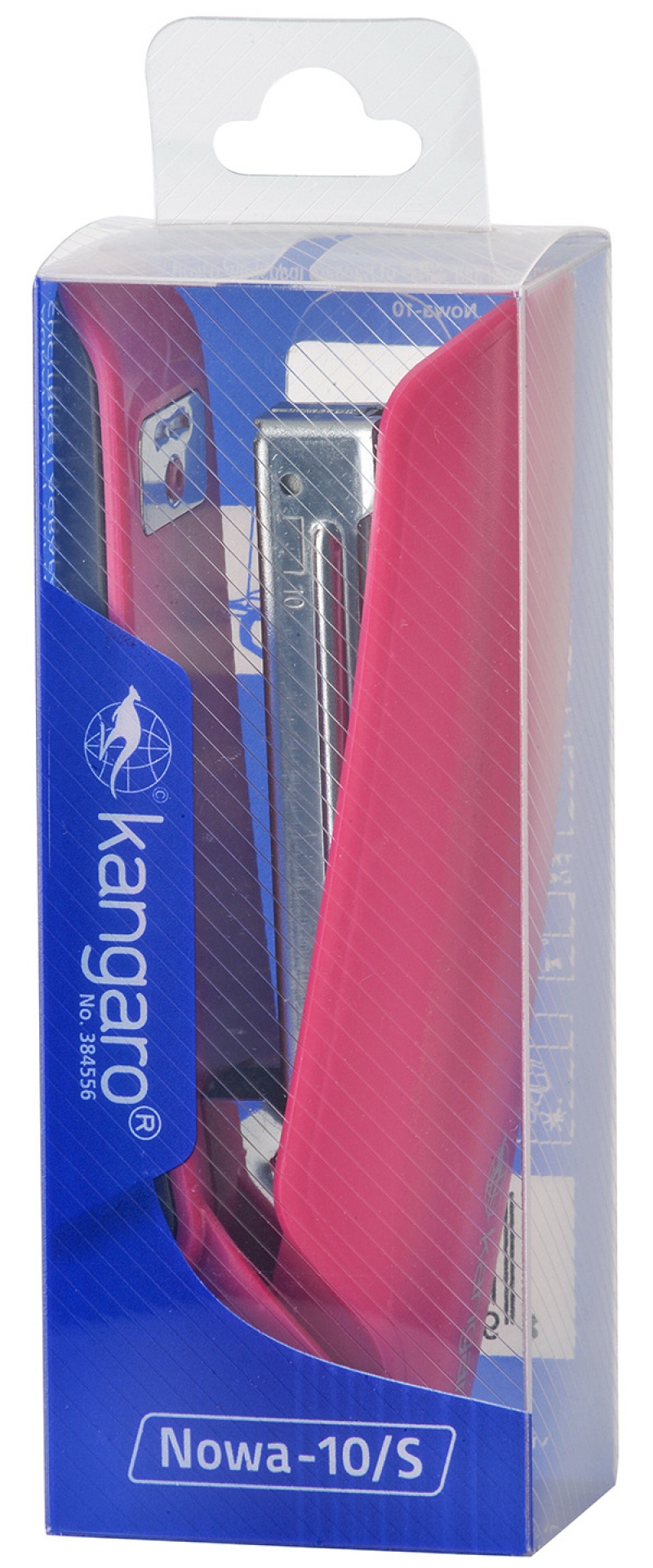 Zszywacz KANGARO Nowa-10/S, zszywa do 15 kartek, plastikowy, w pudełku PP, różowy - obrazek 2