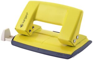Dziurkacz KANGARO Aion-10G/S, dziurkuje do 10 kartek, metalowy, w pudełku PP, żółty