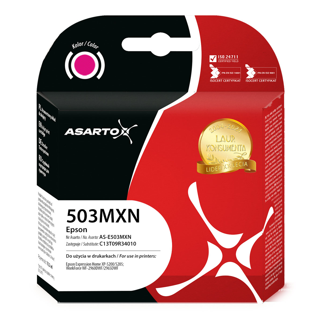 Tusz Asarto do Epson 503MXN | C13T09R34010 | 470 str. | 10,2ml | magenta