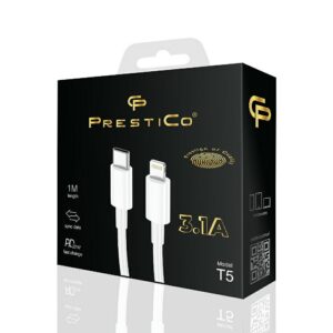 1. Kabel do IPHONE PrestiCO T5 TYPE C/ LIGHTNING 3.1A szybkie ładowanie