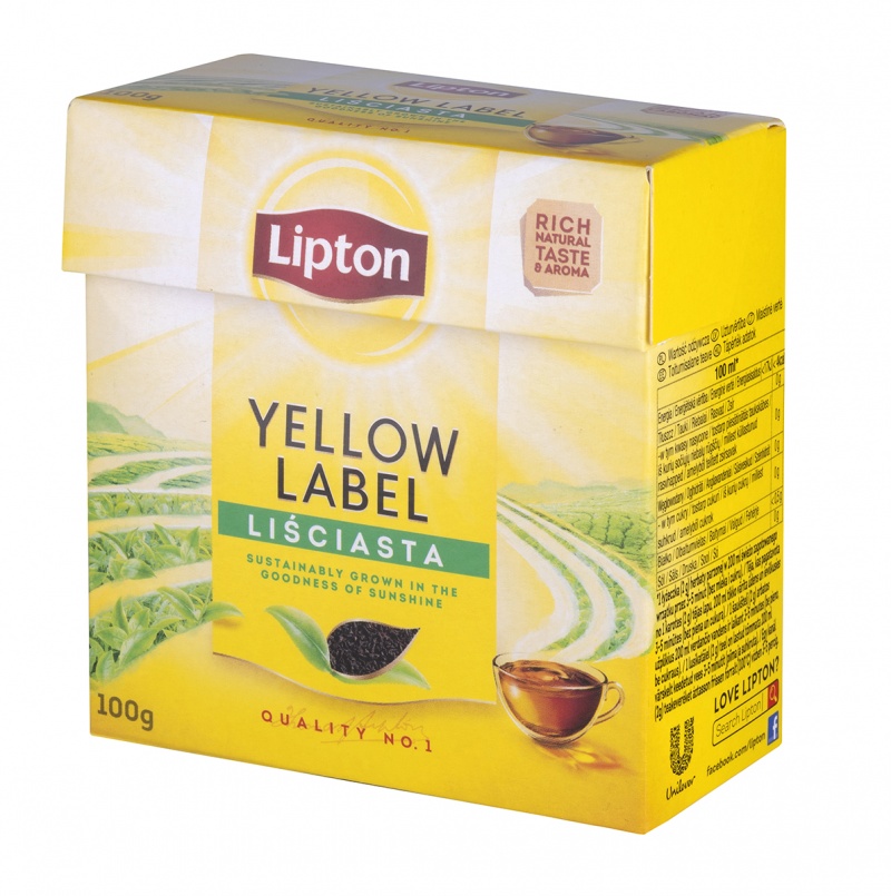 Herbata LIPTON czarna, Yellow Label, liściasta, 100g - obrazek 3