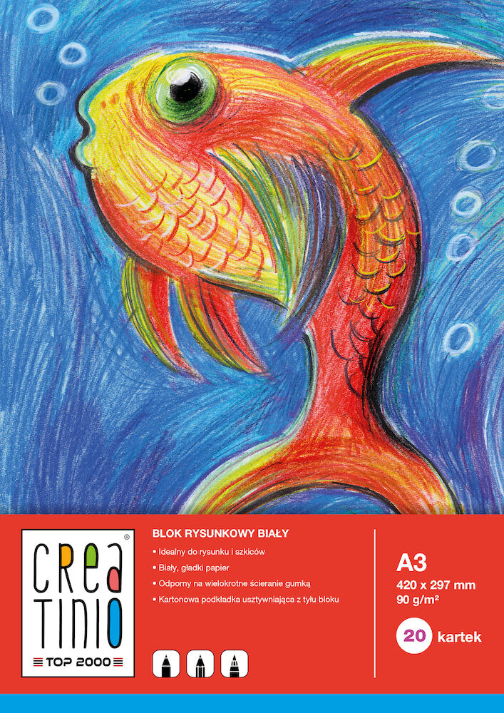 Blok rysunkowy TOP 2000 CREATINIO A3 20K 90G BIAŁY