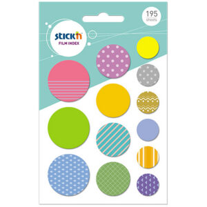 Zakładki indeksujące Stick"n kształty. różne rozmiary. 192szt. koła