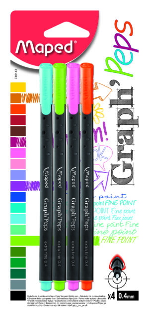Cienkopis MAPED GRAPH PEPS kolory fancy 4 szt