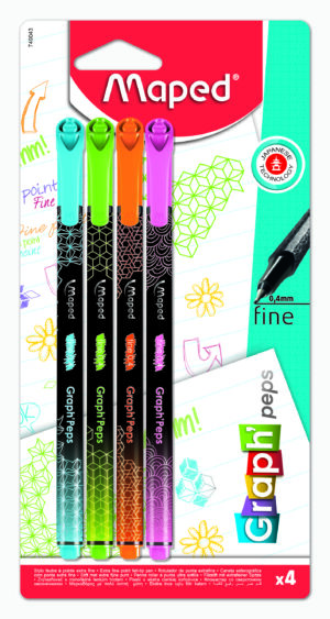 Cienkopis MAPED GRAPH PEPS DECO kolory fancy 4 szt blister