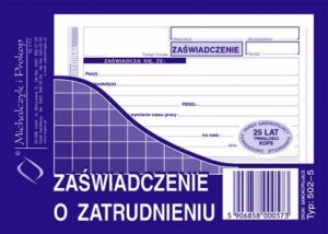 502-5 Zaświadczenie o zatrudnieniu A6 (o+1k)