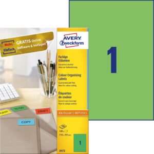 Trwałe etykiety zielone 3472 210 x 297 100 ark.