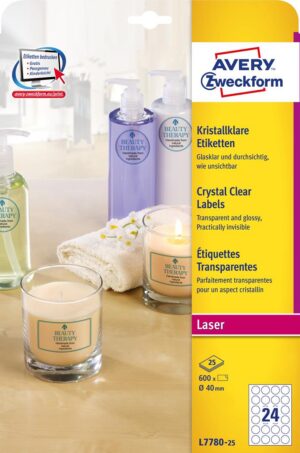 Etykiety Crystal Clear L7780-25  40 25 ark. przezroczyste Avery Zweckform