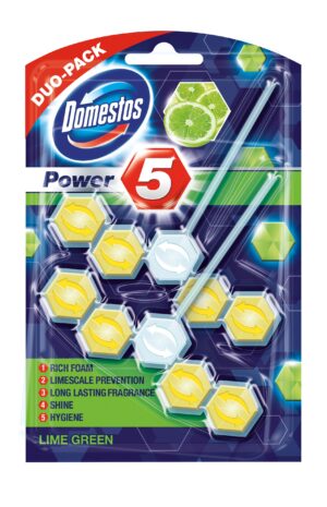 DOMESTOS Kostka toaletowa POWER 5 LIME 55G x 2 zawieszki