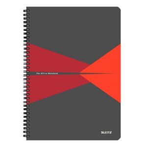 Kołonotatnik Leitz Office. A4. w kratkę. z okładką kartonową 90 kartek czerwony