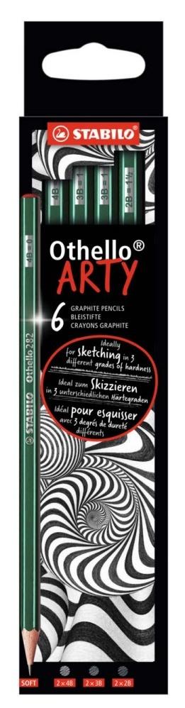 Ołówek drewniany STABILO Othello etui kartonowe 6 szt. ARTY Mix (2B, B, HB, F, H, 2H)