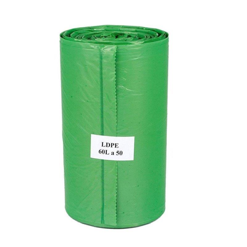 5 Worki do segregacji LDPE 60L 50szt zielone