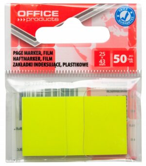 Zakładki indeksujące OFFICE PRODUCTS, PP, 25x43mm, 1x50 kart., zawieszka