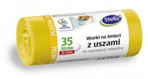 Worki z uszami STELLA, do segregacji metali i plastiku, 35 l, 20 szt., żółte, żółty