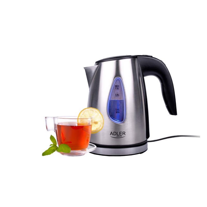 Czajnik elektryczny ADLER AD 1203, 1L, metal, srebrny - obrazek 5