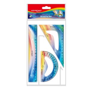 Zestaw geometryczny KEYROAD, Twilight, z linijką 20cm, mix kolorów