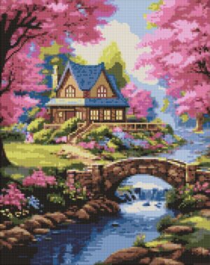 Diamentowa mozaika IDEYKA, 40x50 cm, dom w kwiatach, 1 szt.