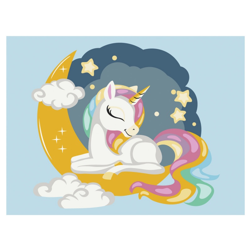 Malowanie po numerach BRUSHME, 30x40 cm, kids, tęczowy jednorożec, 1 szt. - obrazek 2